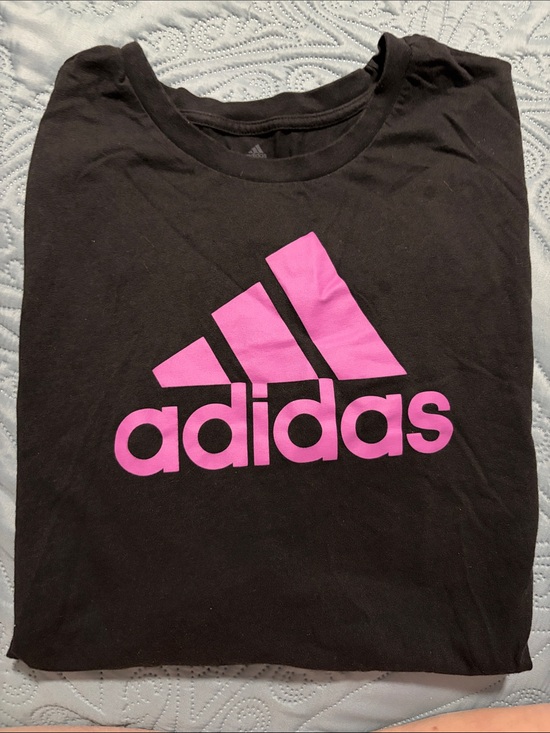 adidas Tops - adidas Black Long Sleeve Tee with Pink Logo